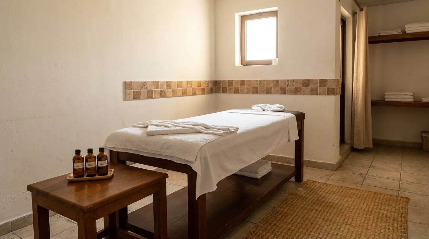 arabic massage inline 1 arabic massage dubai treatment room with warm oil and folded towels in a modest neighbourhood spa