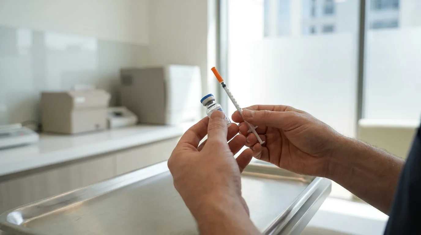 botox dubai cost inline 2 botox injection price dubai: licensed practitioner preparing a sealed treatment vial in a clinic room
