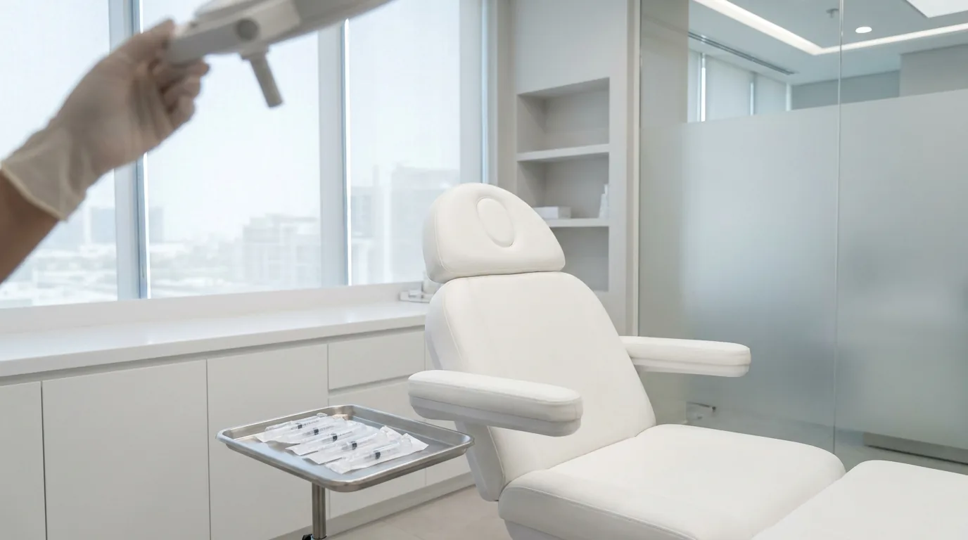 botox dubai inline 2 best botox dubai clinic: aesthetic treatment room with examination chair and clean clinical surfaces