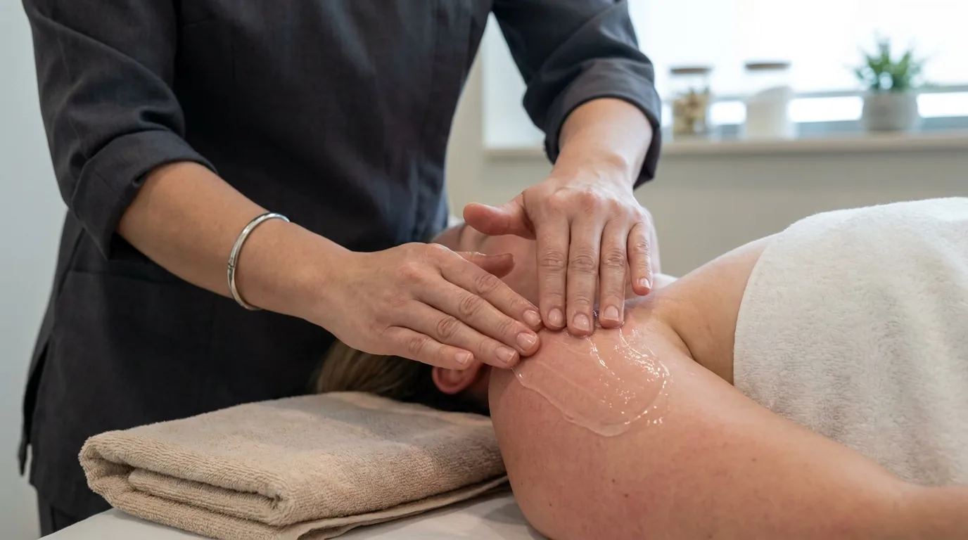 waxing therapist smoothing post-wax soothing gel on skin after a body waxing session in dubai