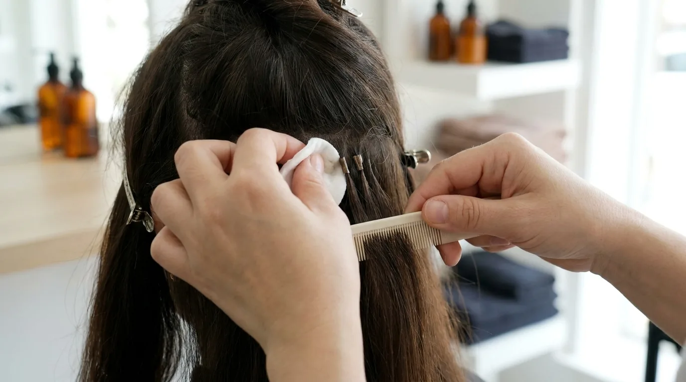 can you wash hair with extensions inline 1 stylist using a cotton pad and fine-tooth comb to remove keratin bond hair extensions from sectioned hair