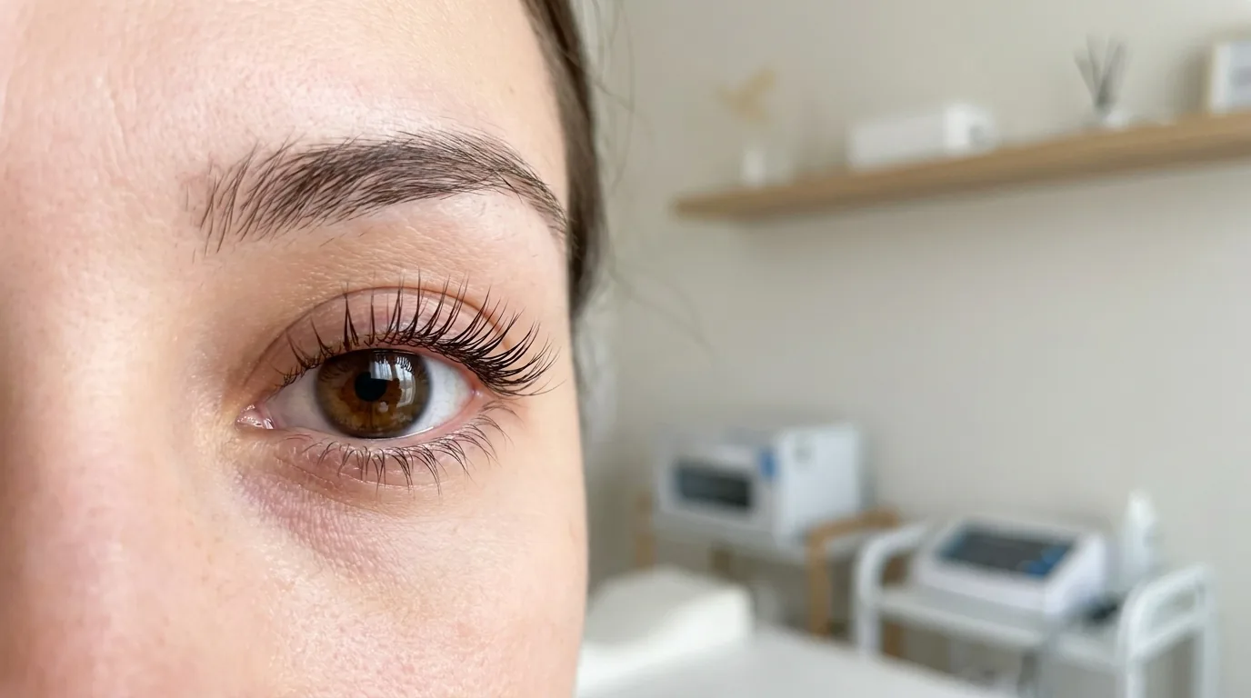 lashes after a lash lift showing a smooth healthy curl without damage