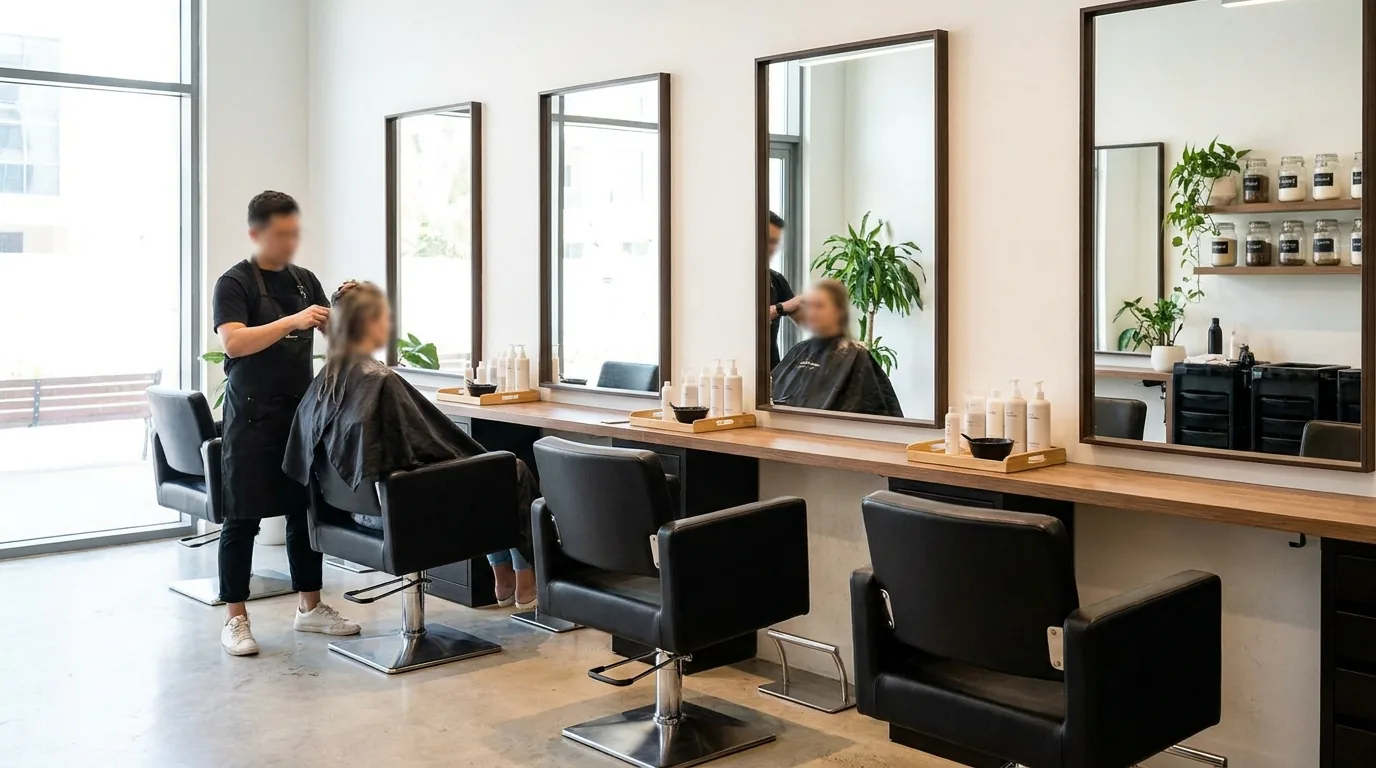 hair rebonding dubai inline 1 dubai hair salon interior with styling stations where chemical straightening is done