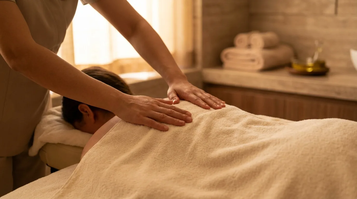how much does a massage cost inline 2 1 hour massage cost in dubai: hands working on a client back during a full body session
