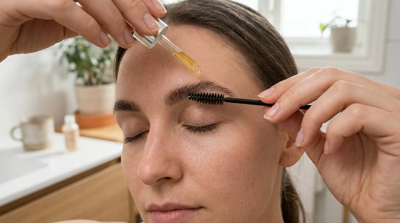 how to do brow lamination at home inline 2 laminated brows brushed up and set, the result of careful aftercare for brow lamination at home