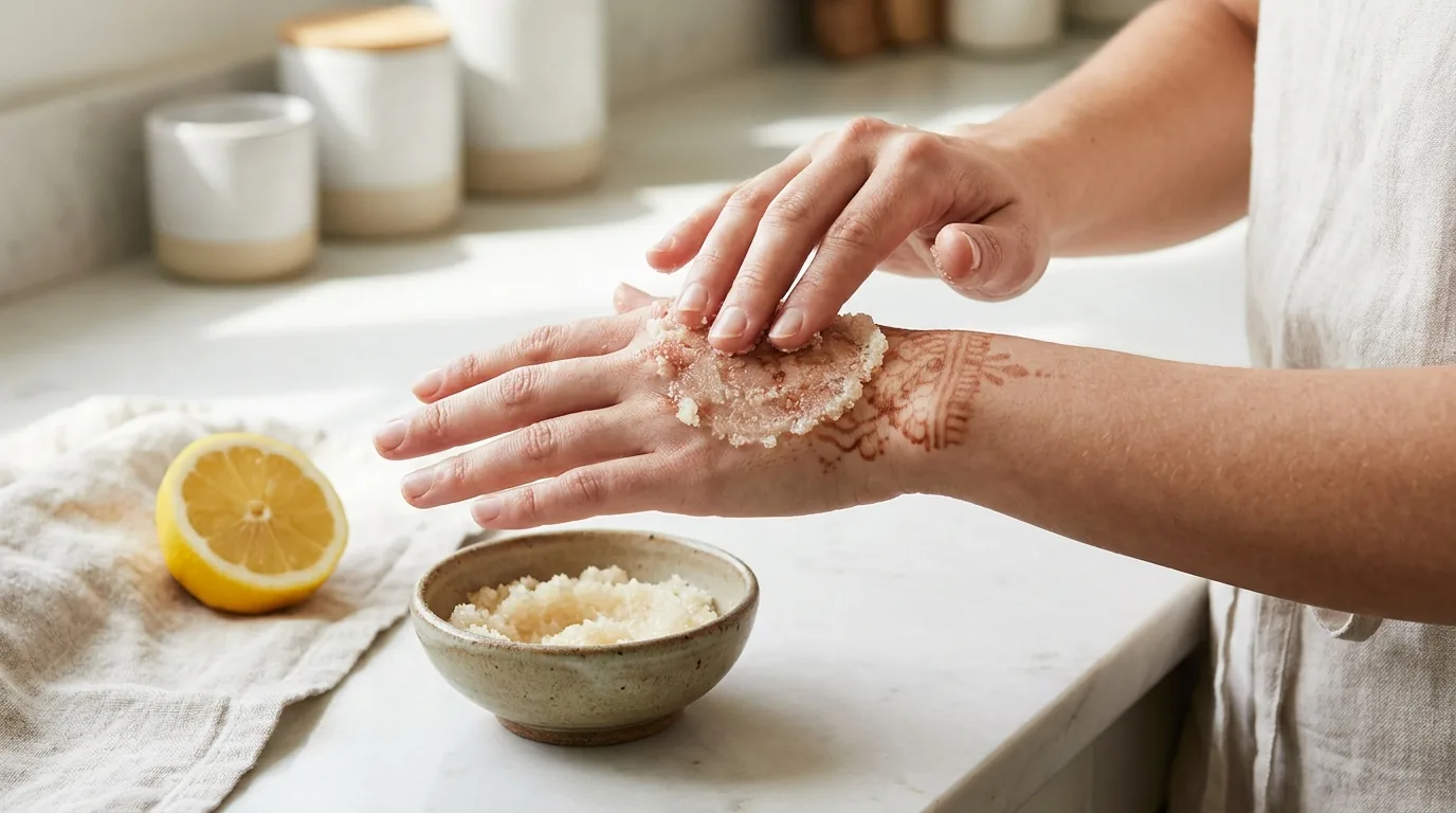 how to remove henna inline 1 exfoliating a faded henna stain on the back of the hand with a sugar scrub and lemon