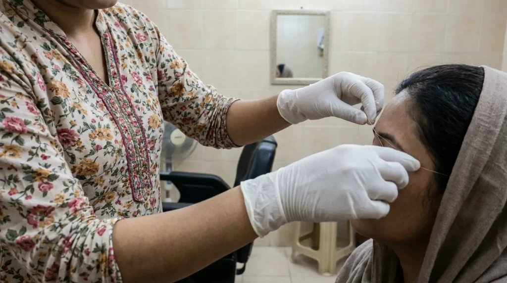 ladies salon in rashidiya: modest female-only treatment room in an older eastern Dubai neighbourhood