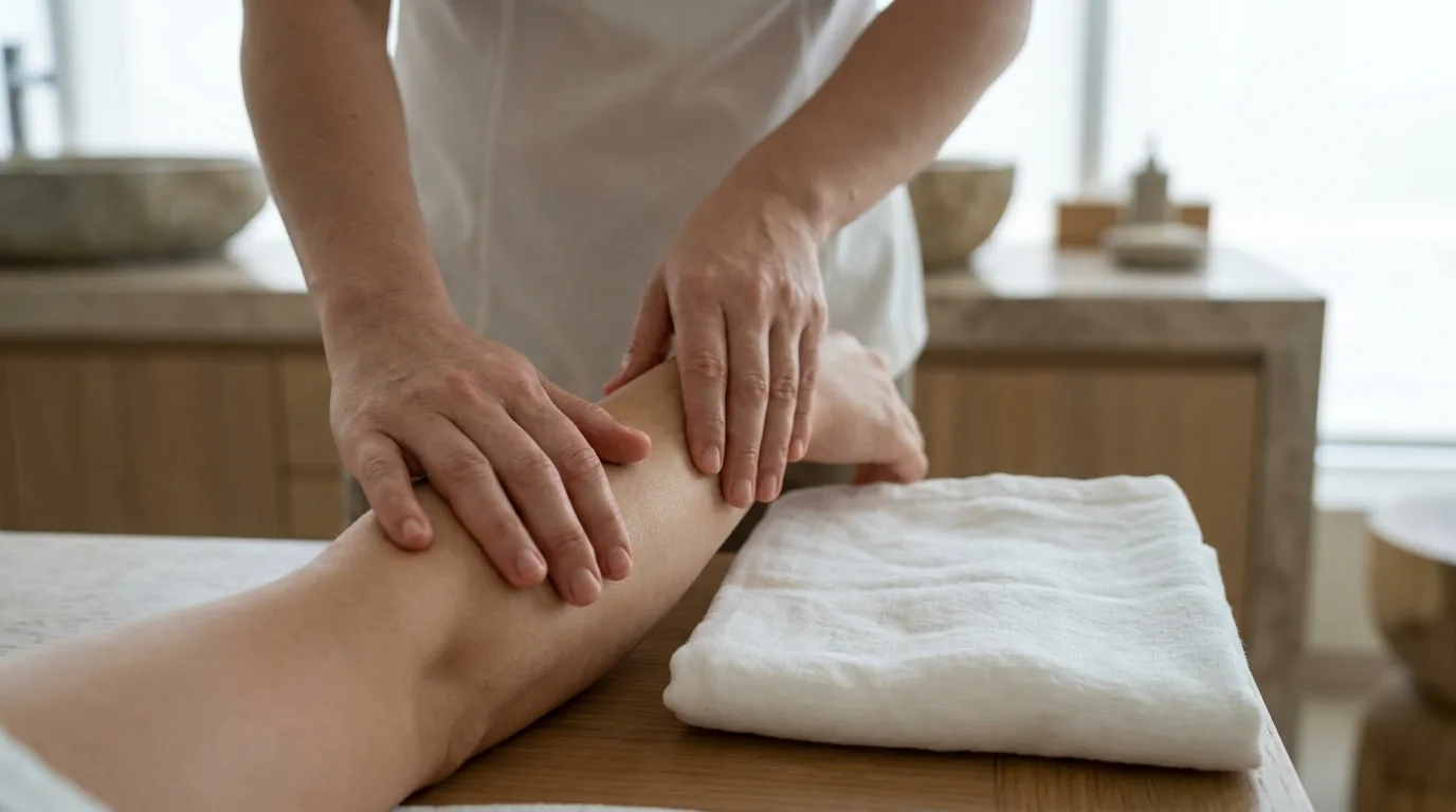 lymphatic massage dubai inline 1 lymphatic drainage massage dubai therapist using light strokes along a client forearm in a calm treatment room