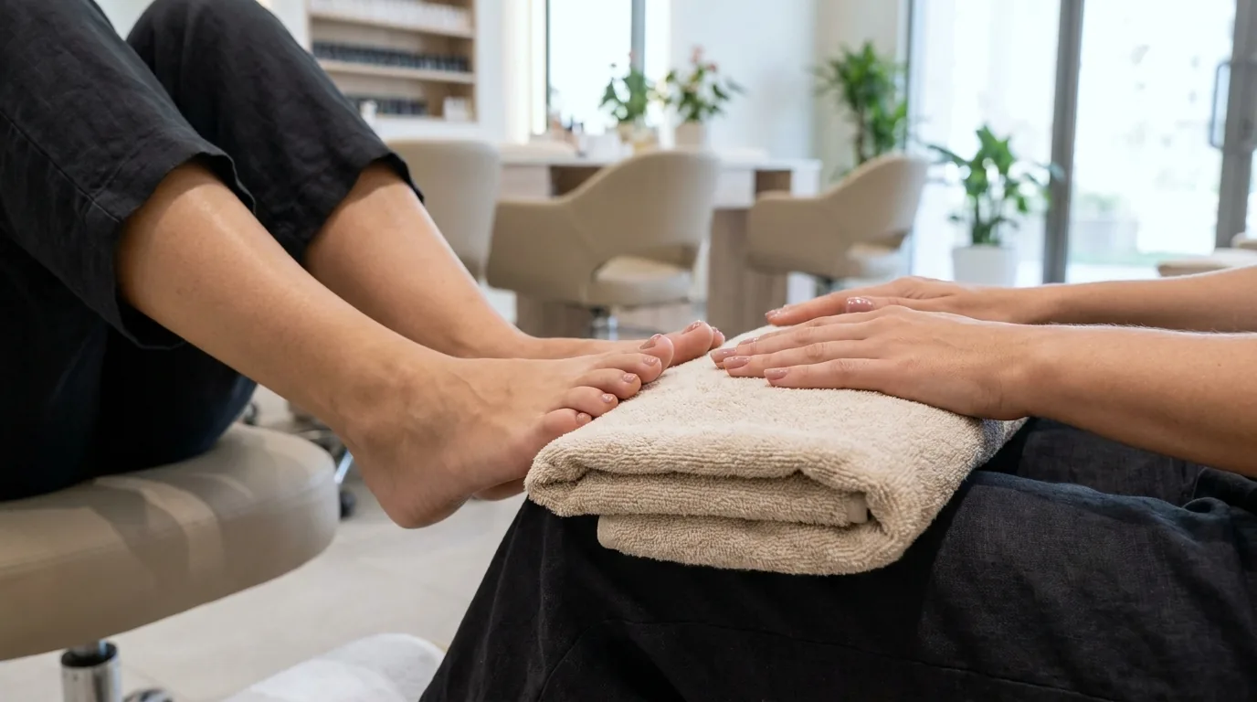 manicure deals dubai inline 2 mani pedi deals dubai: a finished glossy manicure and pedicure on display at a Dubai nail salon