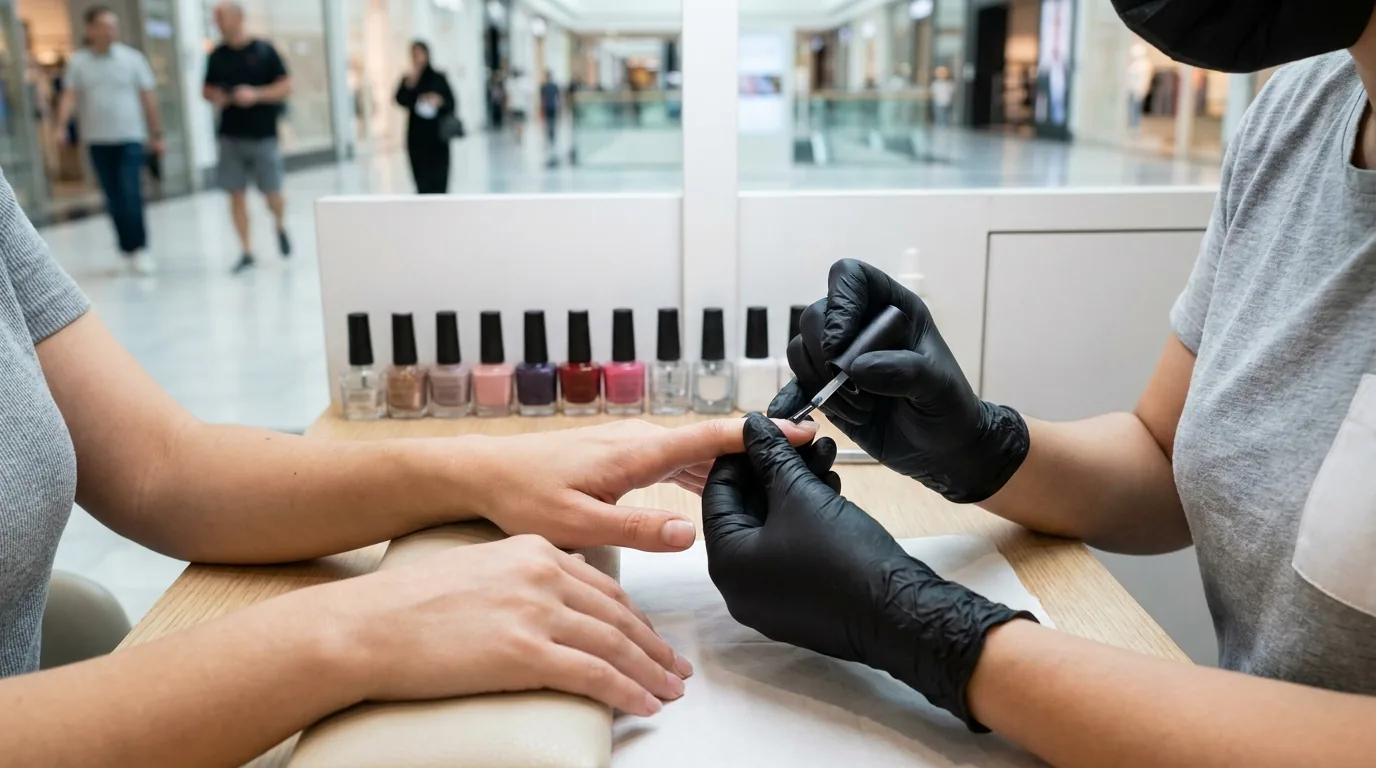nail bar dubai inline 1 nail bar dubai mall station with a technician applying gel polish at an open counter