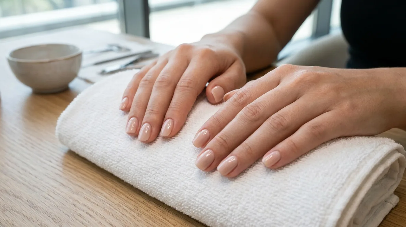 russian manicure dubai inline 2 finished russian manicure with neat cuticles and gel colour applied close to the nail bed