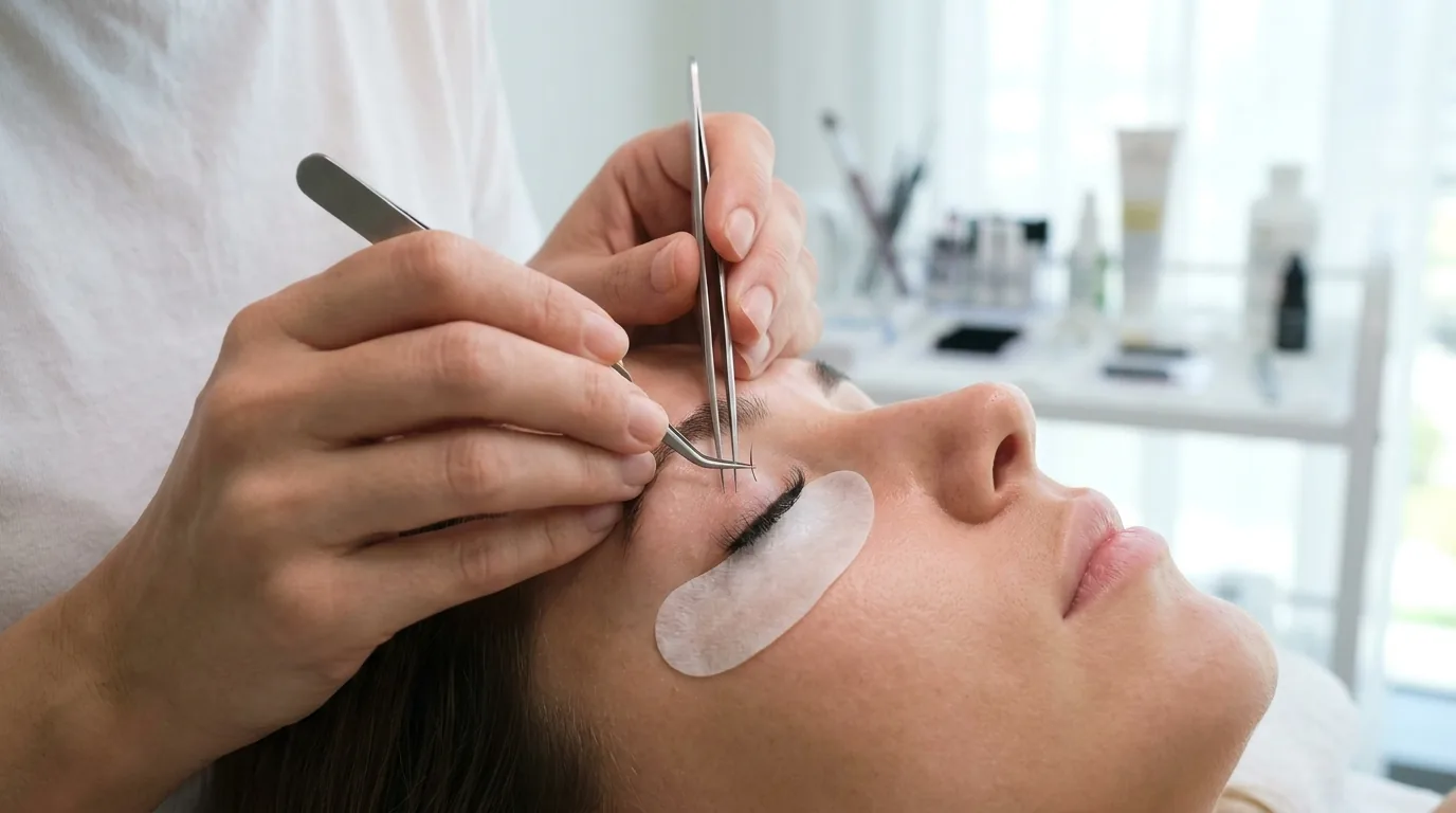 what is classic eyelash extensions applied one fibre at a time in a bright Dubai lash studio