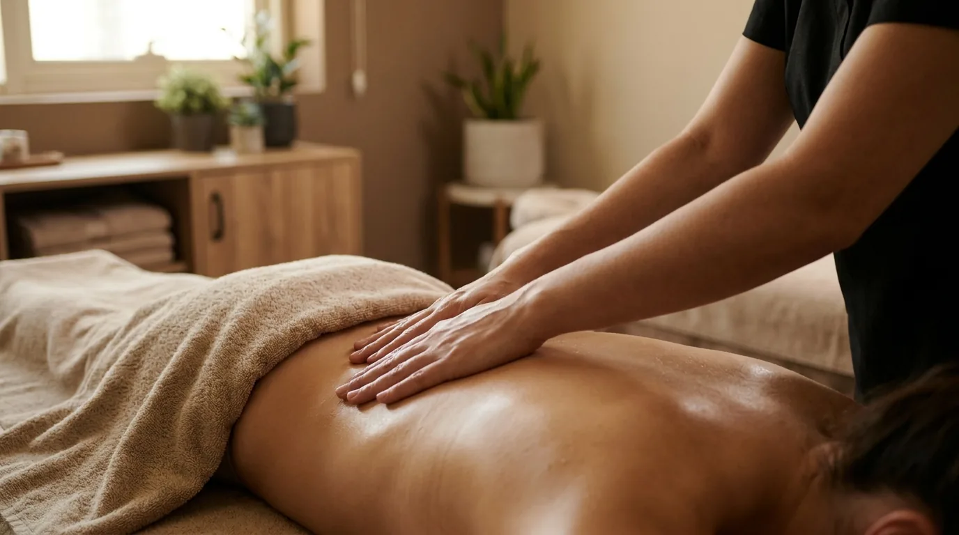 what is a swedish massage vs deep tissue inline 1 swedish vs deep tissue massage comparison: therapist using long relaxing strokes on a client back in a calm dubai treatment room
