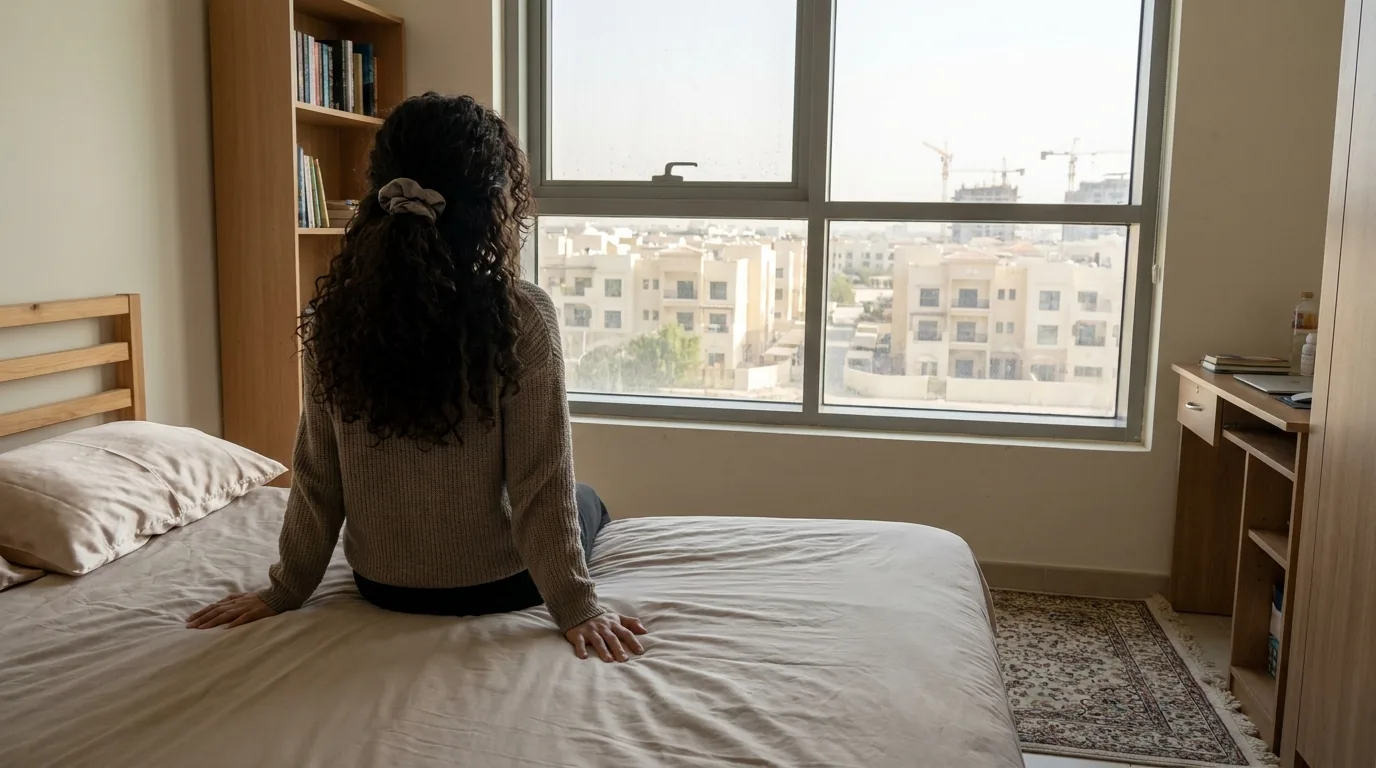 can you wash your hair after a perm inline 1 new perm curls tied loosely with a scrunchie in a Dubai apartment during the 48 hour wait