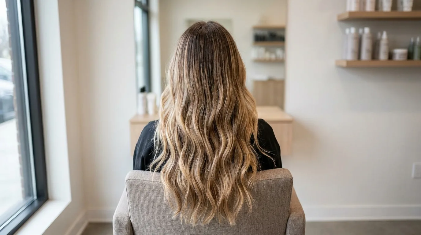 how long does balayage last inline 1 long balayage hair from behind at twelve weeks with the natural root band sitting above lighter mid-lengths