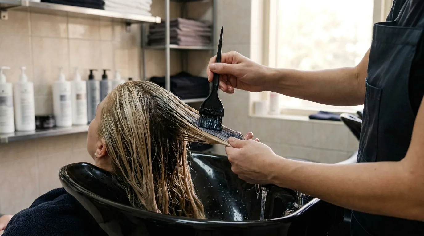 how long does balayage last inline 2 colourist applying a toning gloss with a tint brush at a salon basin to correct brassy tones