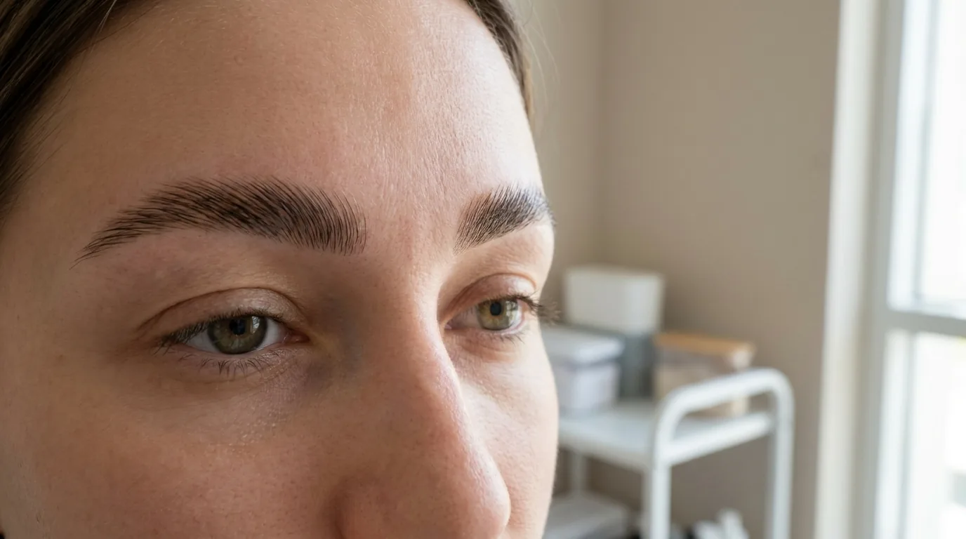 how much is brow lamination inline 2 finished laminated brows on a client after a brow lamination appointment at a Dubai salon