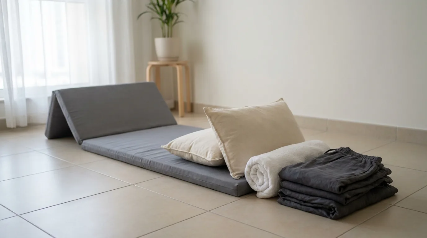 how to do thai massage inline 2 thai massage techniques adapted for a dubai apartment: floor mat set up on tile with cushions and loose cotton clothing