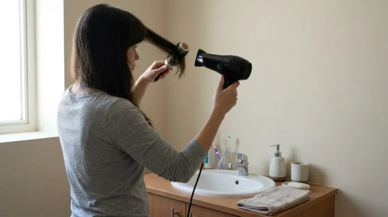 How to Style Curtain Bangs: Dry Forward, Then Sweep Out