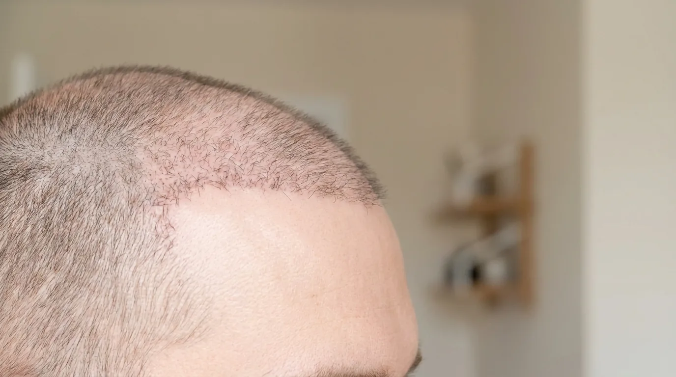 how to take care after hair transplant inline 2 hair transplant recovery timeline: man's hairline four months after surgery showing early fine regrowth