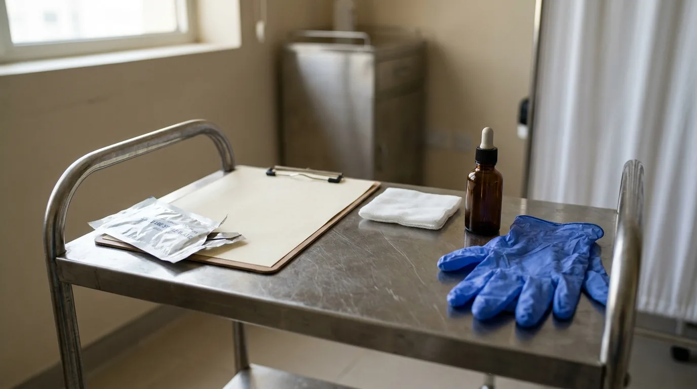 is dermaplaning good for acne inline 2 single use dermaplaning blade packet and consultation notes on a tray at a Dubai skin clinic