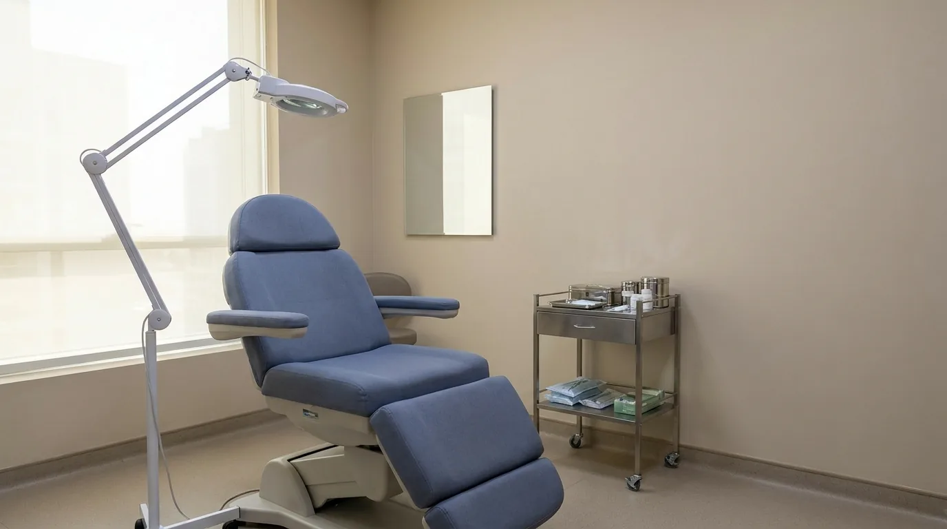 lip filler consultation room in a Dubai aesthetic clinic with treatment chair and mirror