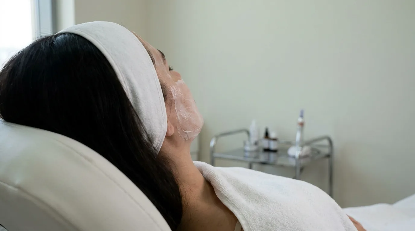 microneedling dubai inline 2 topical numbing cream applied before a microneedling facial in a private Dubai clinic room