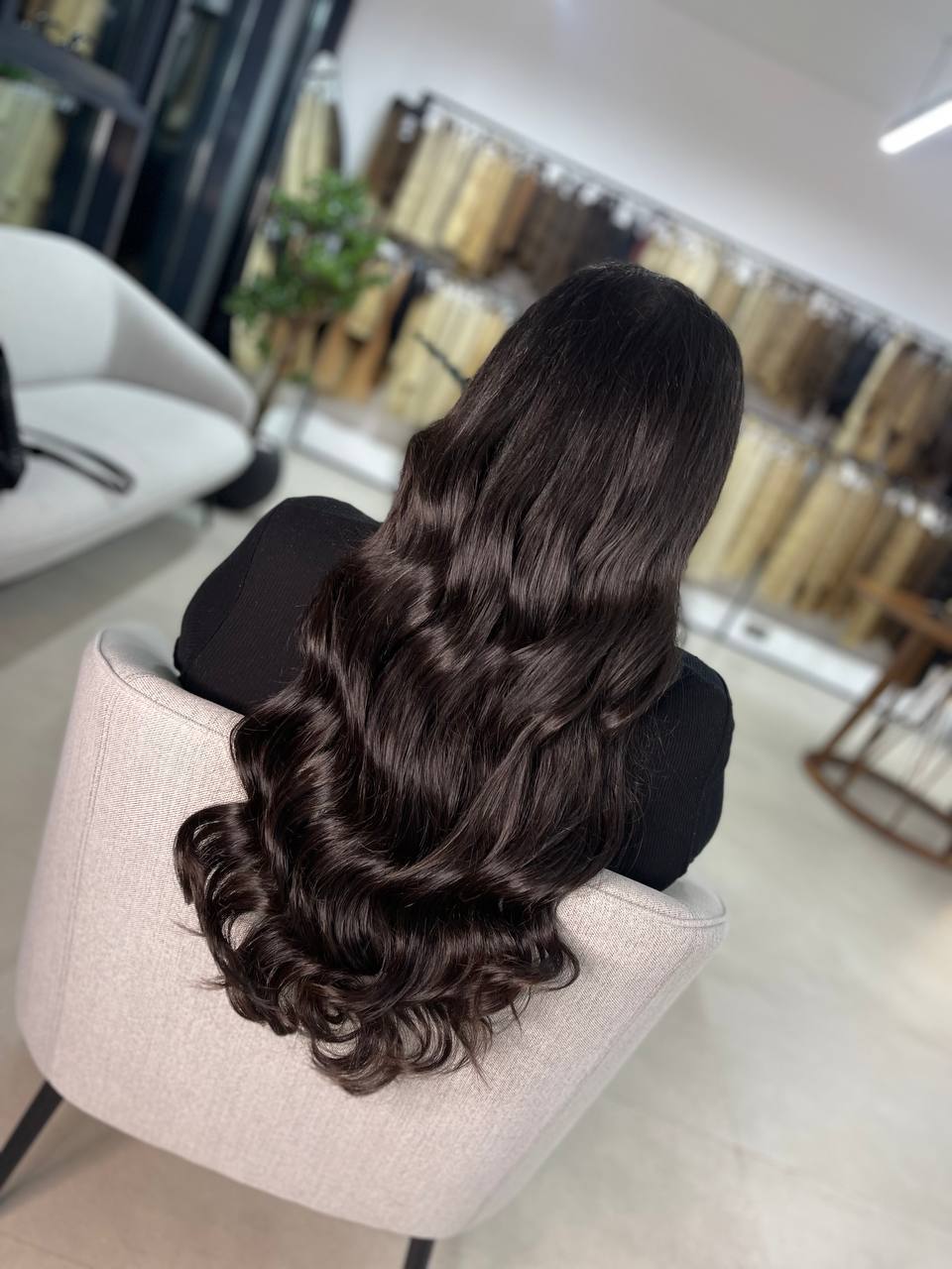Dark brown wavy hair extensions at Nicehair Ladies Salon, Al Sufouh 1, Dubai