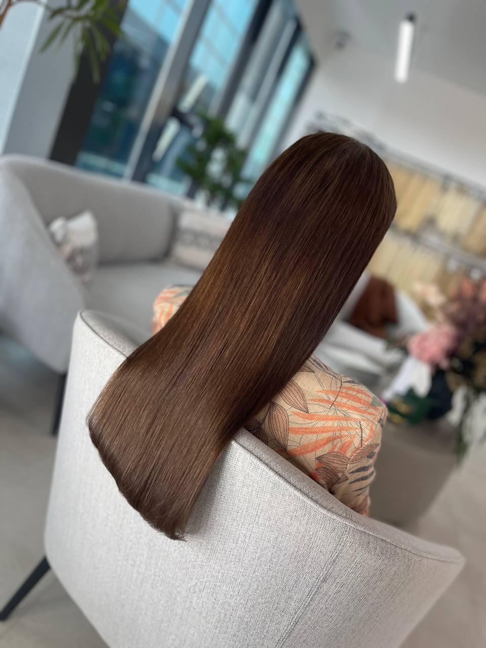 Straight brunette hair extensions at Nicehair Ladies Salon, Al Sufouh 1, Dubai
