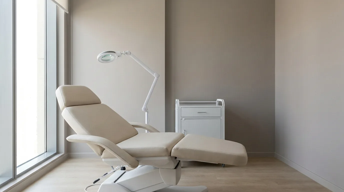 wrinkles removal dubai inline 1 wrinkle treatment consultation room in a Dubai aesthetic clinic with a treatment chair and skin assessment lamp