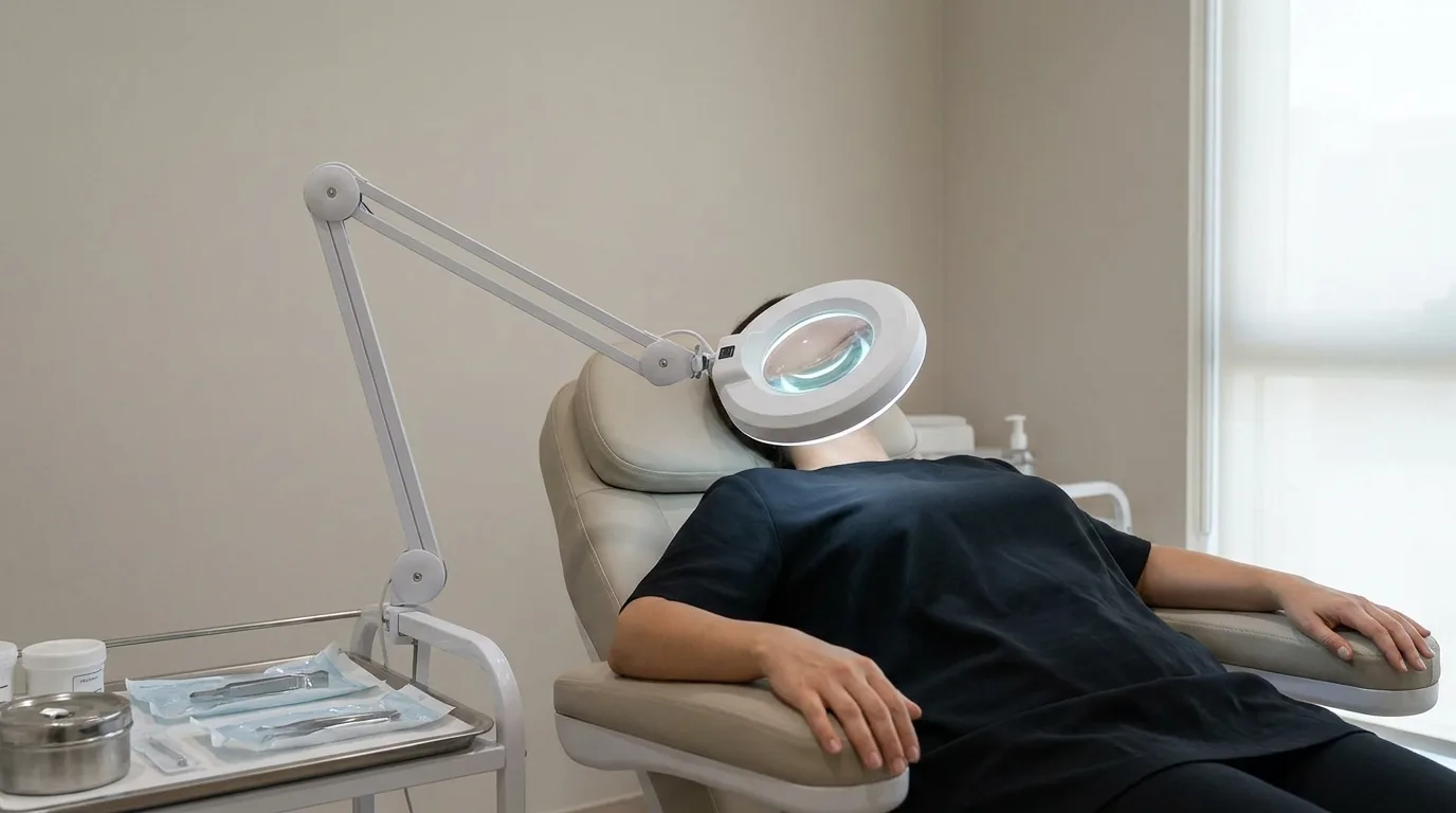 wrinkles removal dubai inline 2 anti wrinkle treatment assessment under a magnifying skin lamp at a licensed Dubai clinic